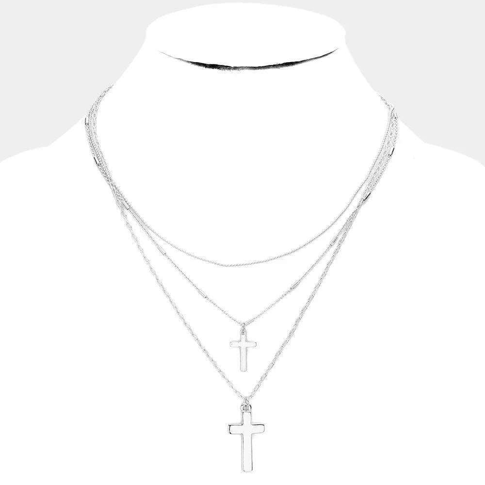 Metal Cross Pendant Layered Necklace - Jewelry Store by Erik Rayo