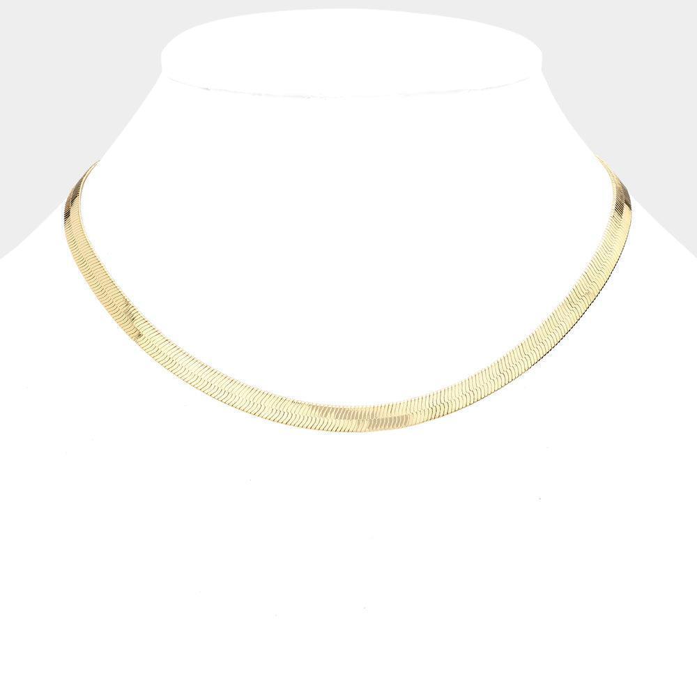 Gold Gold Plated 16 Inch 6mm Herringbone Metal Chain Necklace - Jewelry Store by Erik Rayo