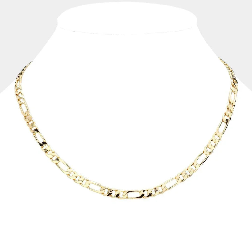Gold Gold Plated 18 Inch 6mm Figaro Metal Chain Necklace - Jewelry Store by Erik Rayo