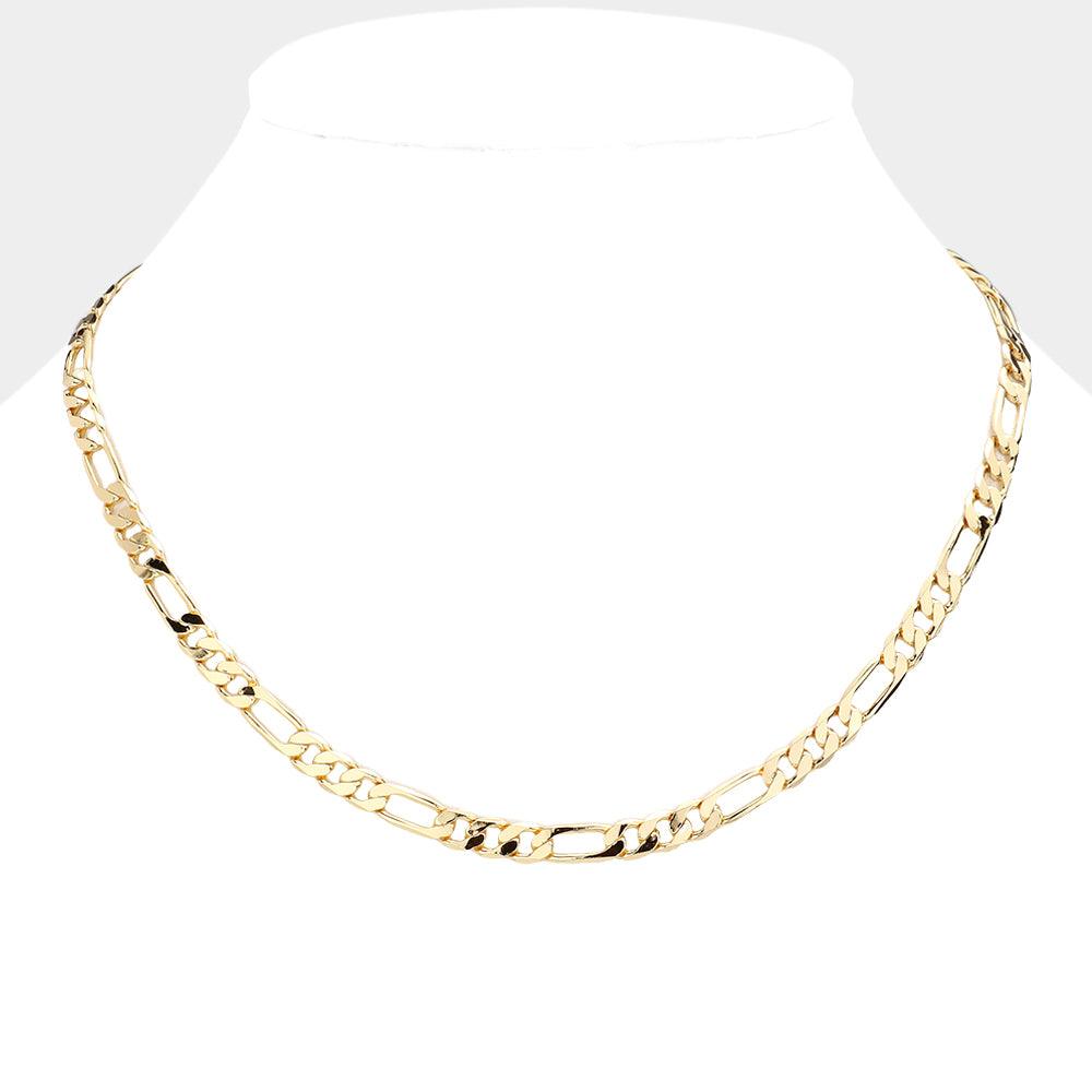 Gold Gold Plated 18 Inch 6mm Figaro Metal Chain Necklace