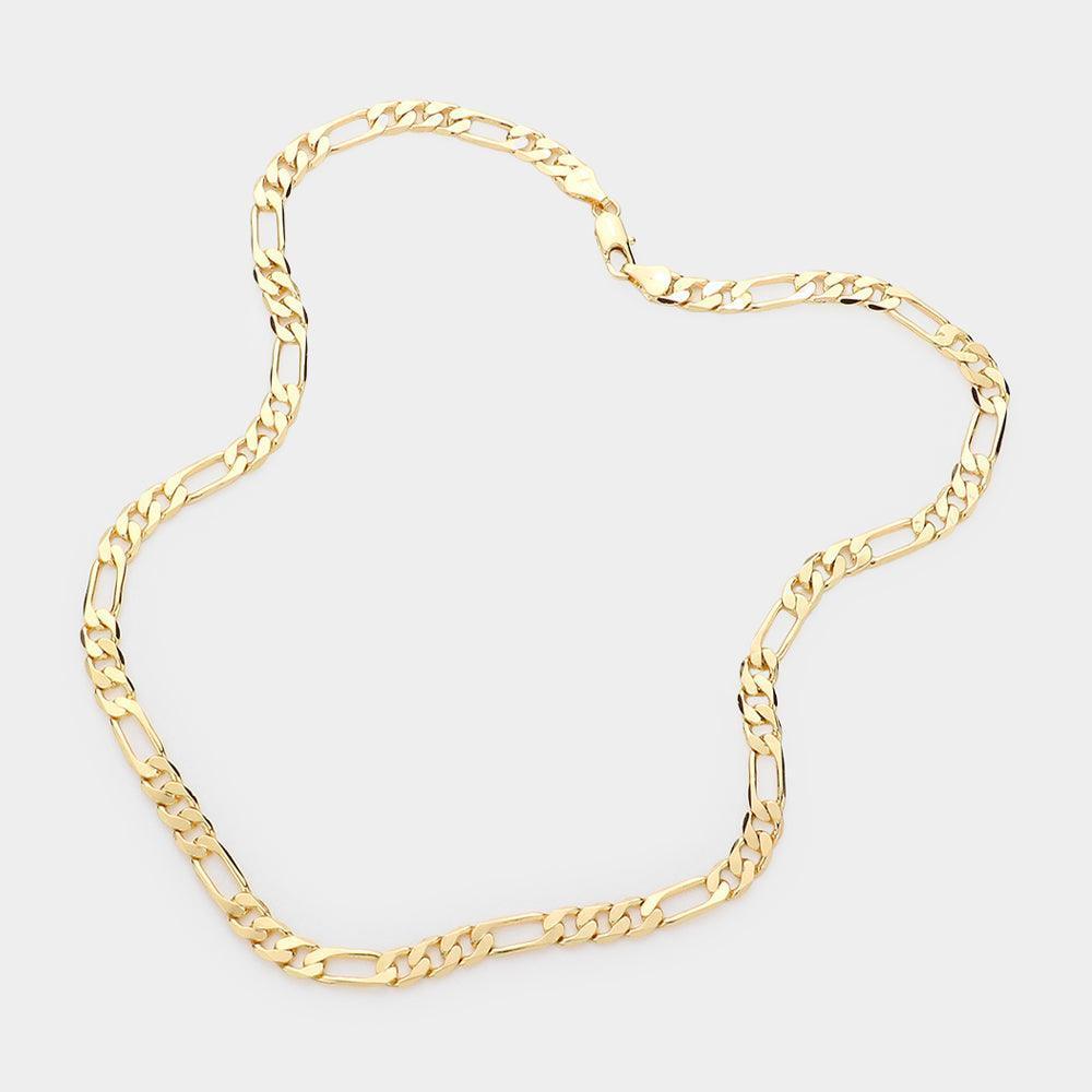Gold Gold Plated 18 Inch 6mm Figaro Metal Chain Necklace - Jewelry Store by Erik Rayo
