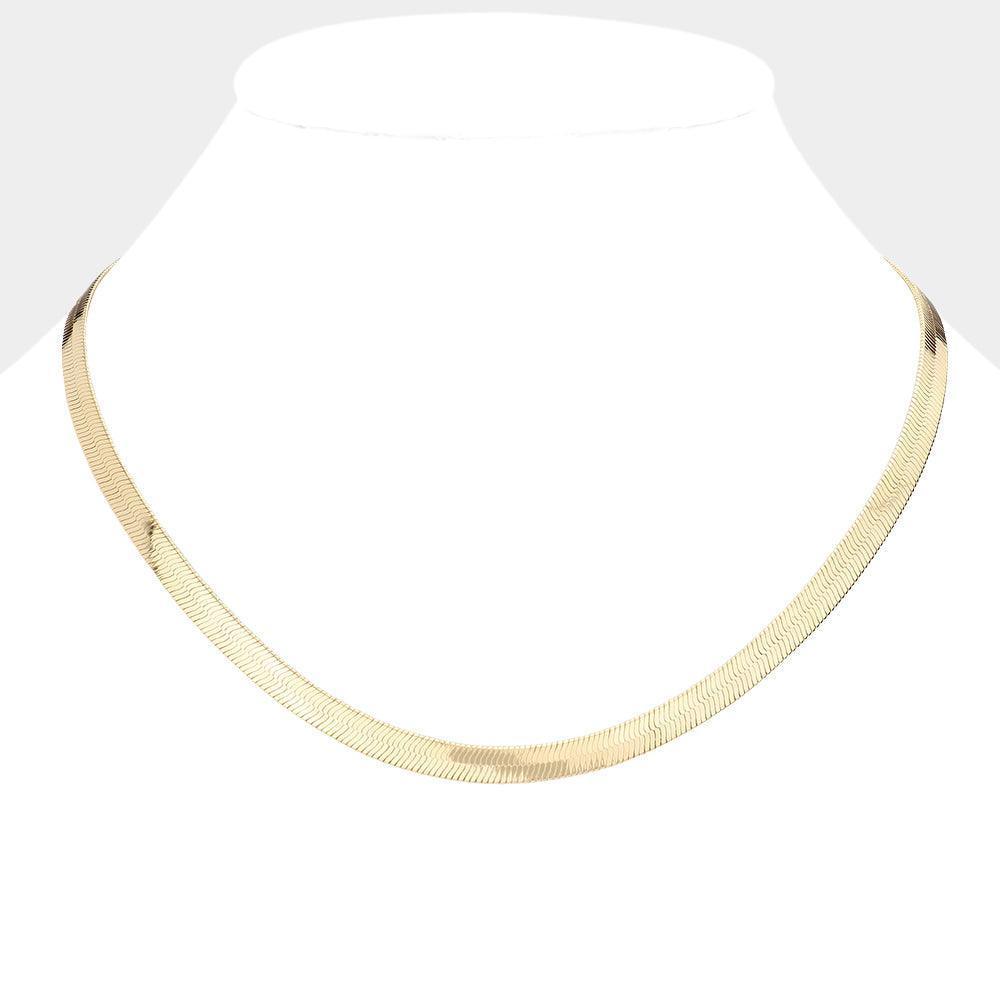 Gold Gold Plated 18 Inch 6mm Herringbone Metal Chain Necklace - Jewelry Store by Erik Rayo
