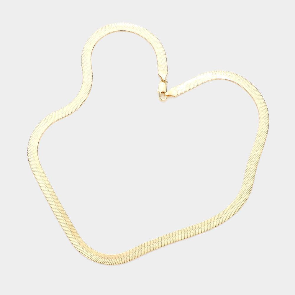 Gold Gold Plated 18 Inch 6mm Herringbone Metal Chain Necklace - Jewelry Store by Erik Rayo
