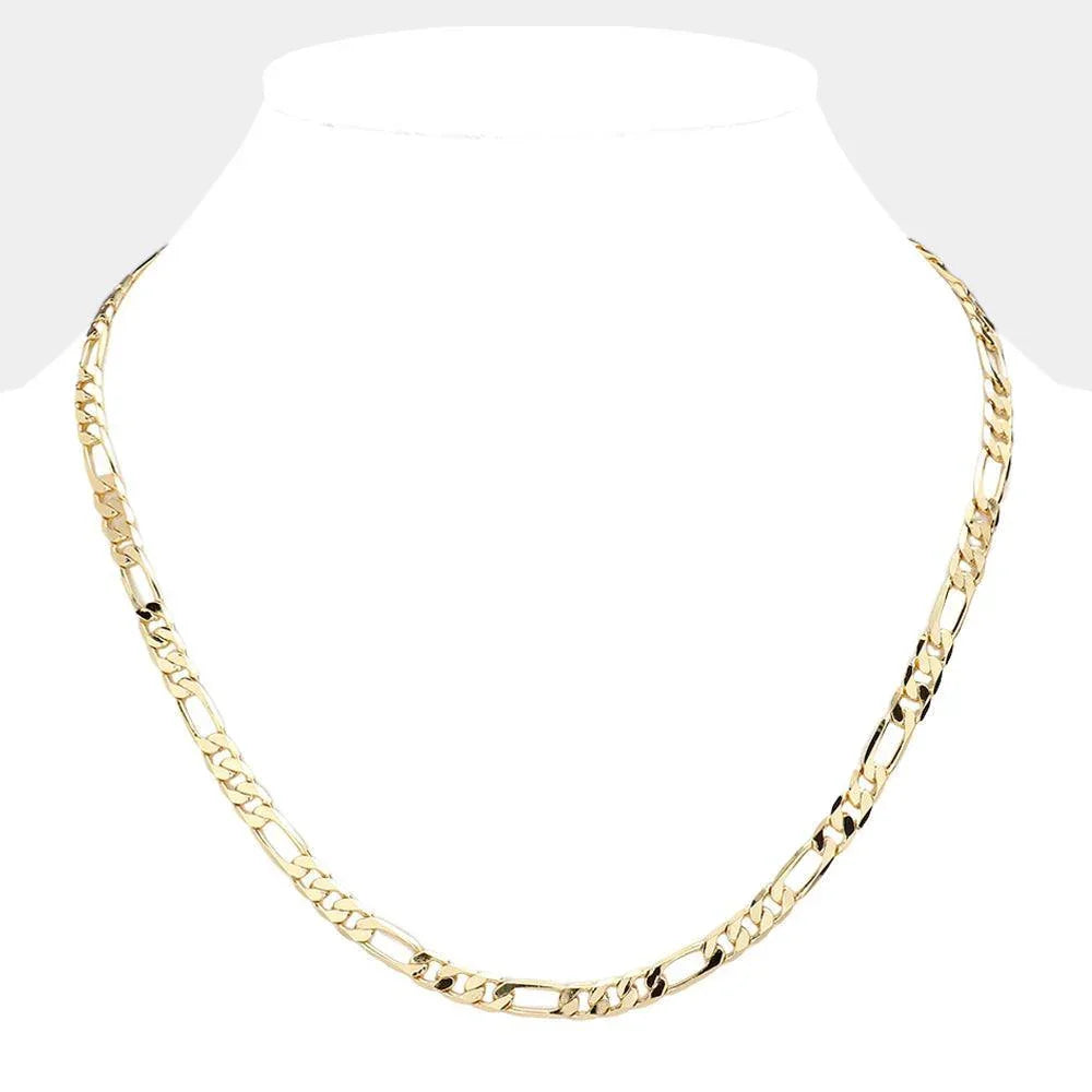 Gold Gold Plated 20 Inch 6mm Figaro Metal Chain Necklace - Jewelry Store by Erik Rayo