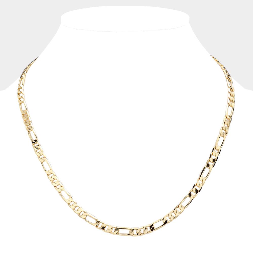 Gold Gold Plated 20 Inch 6mm Figaro Metal Chain Necklace