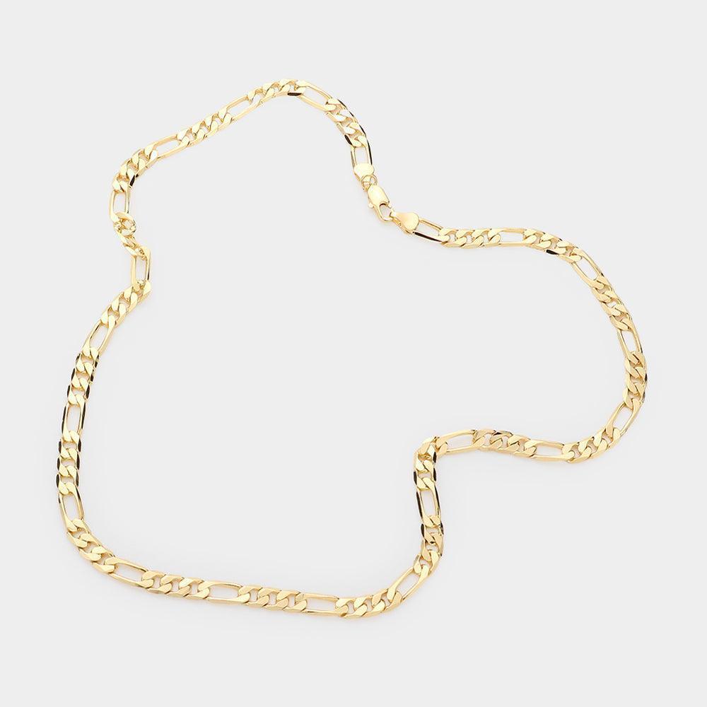 Gold Gold Plated 20 Inch 6mm Figaro Metal Chain Necklace - Jewelry Store by Erik Rayo