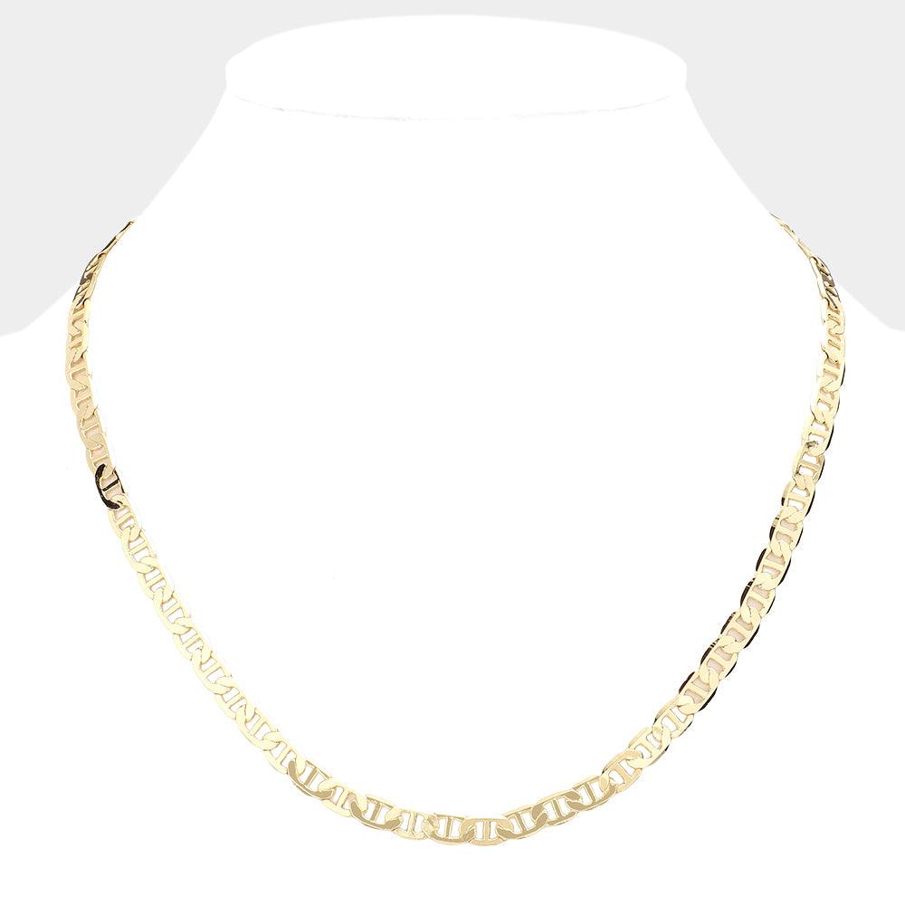 Gold Gold Plated 20 Inch 6mm Mariner Metal Chain Necklace