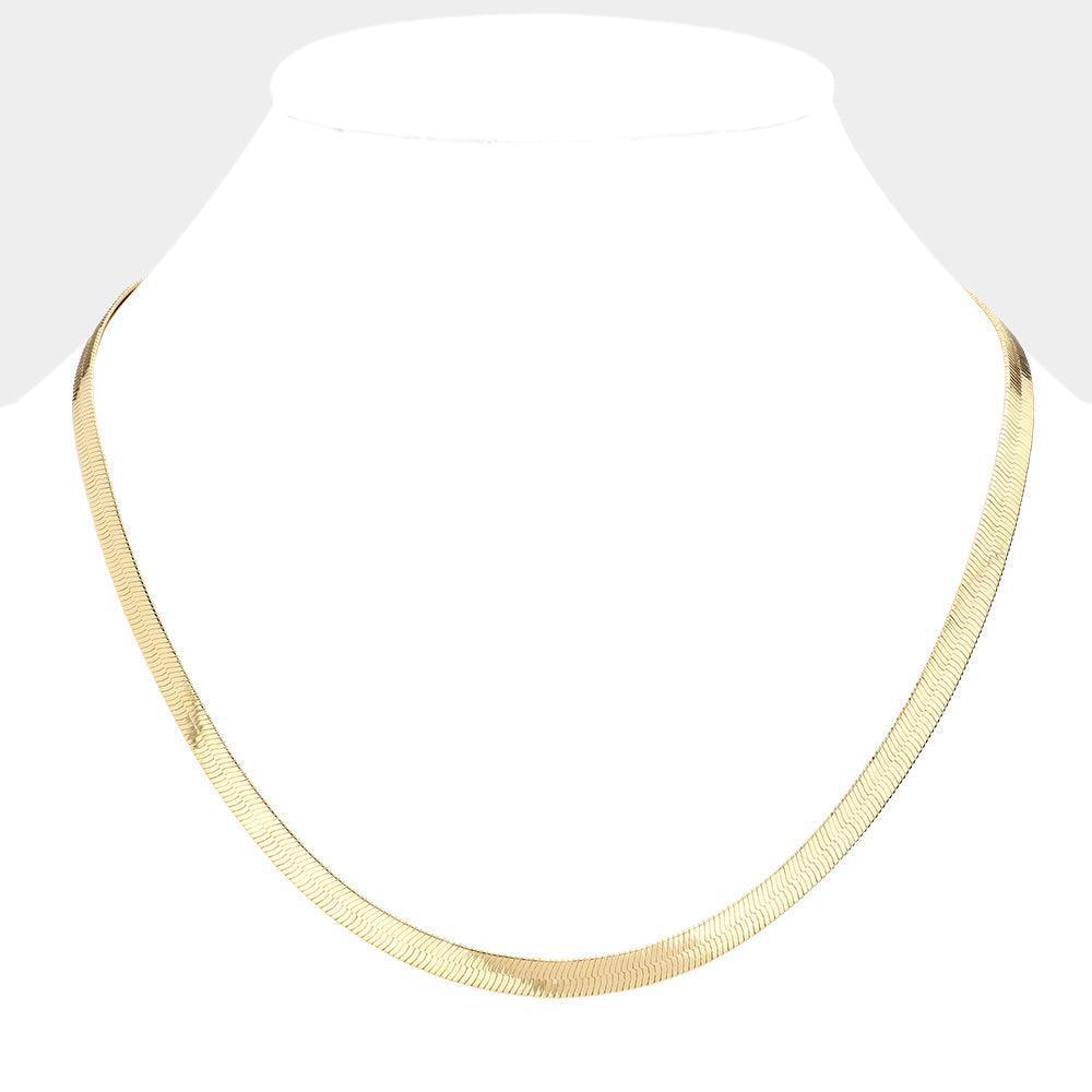 Gold Gold Plated 20 Inch 6mm Herringbone Metal Chain Necklace - Jewelry Store by Erik Rayo