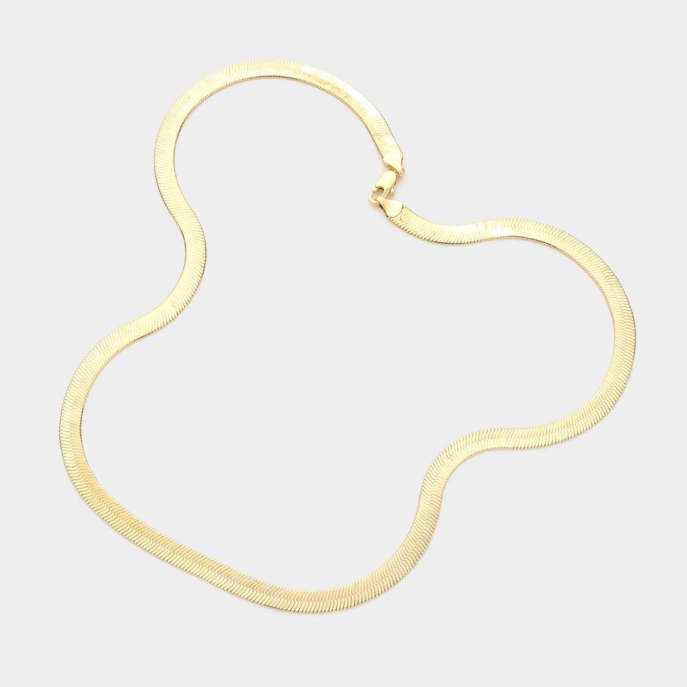 Gold Gold Plated 20 Inch 6mm Herringbone Metal Chain Necklace - Jewelry Store by Erik Rayo