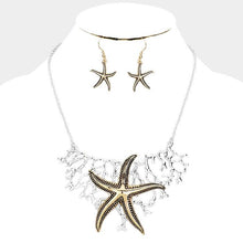 Load image into Gallery viewer, Silver Starfish Metal Coral Collar Necklace
