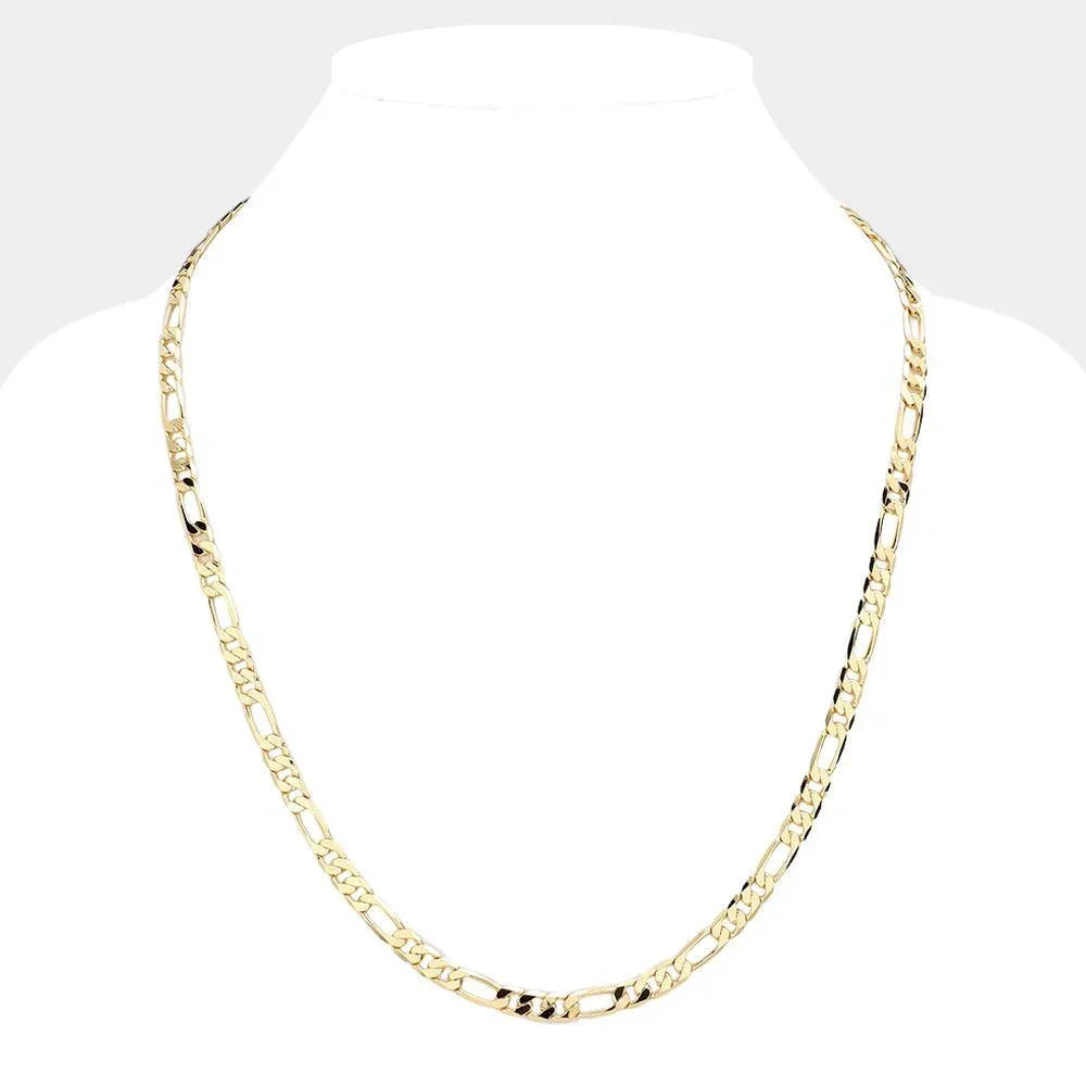 Gold Gold Plated 24 Inch 6mm Figaro Metal Chain Necklace - Jewelry Store by Erik Rayo