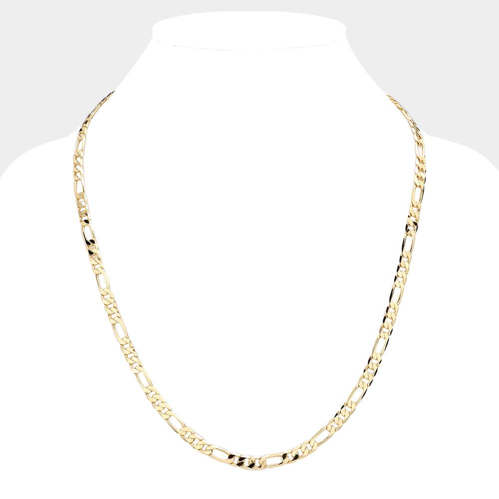 Gold Gold Plated 24 Inch 6mm Figaro Metal Chain Necklace