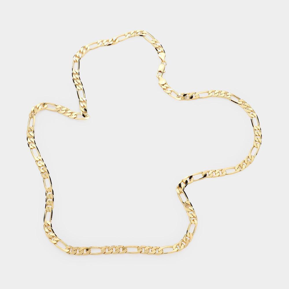 Gold Gold Plated 24 Inch 6mm Figaro Metal Chain Necklace - Jewelry Store by Erik Rayo