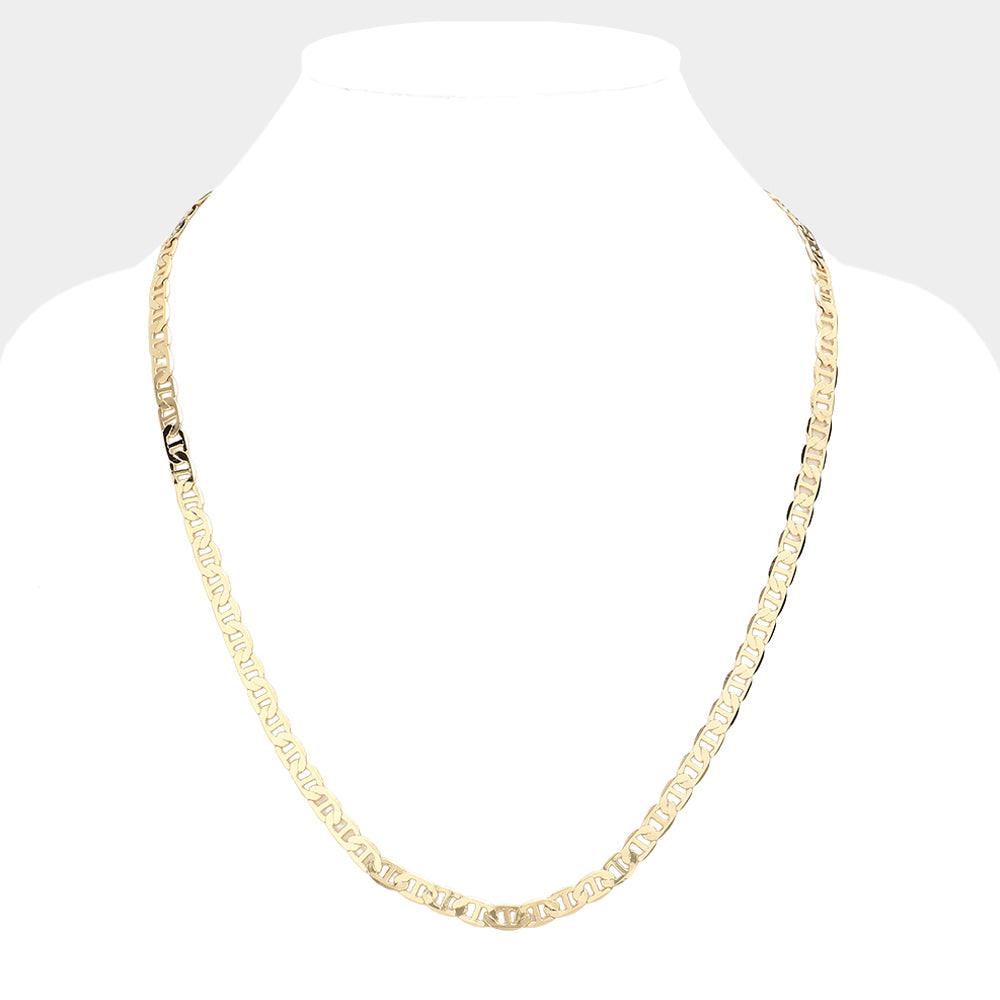 Gold Gold Plated 24 Inch 6mm Mariner Metal Chain Necklace