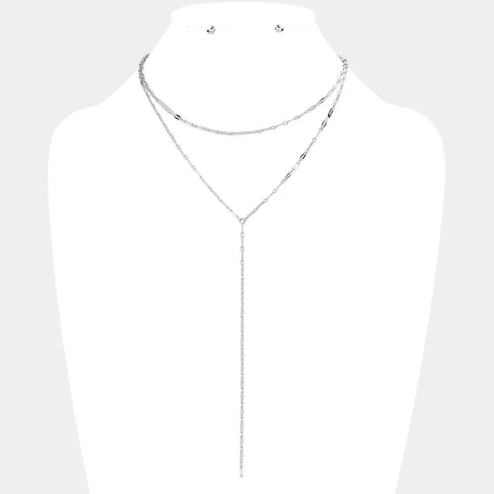 Dropped Metal Chain Double Layered Y Necklace - Jewelry Store by Erik Rayo