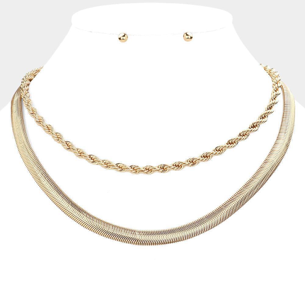 Gold 2 Piece Metal Chain Necklaces - Jewelry Store by Erik Rayo