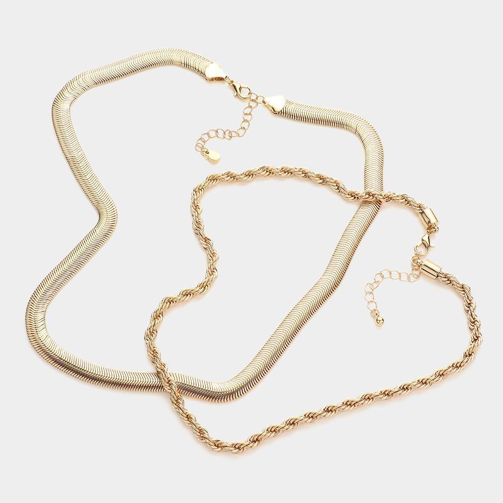 Gold 2 Piece Metal Chain Necklaces - Jewelry Store by Erik Rayo