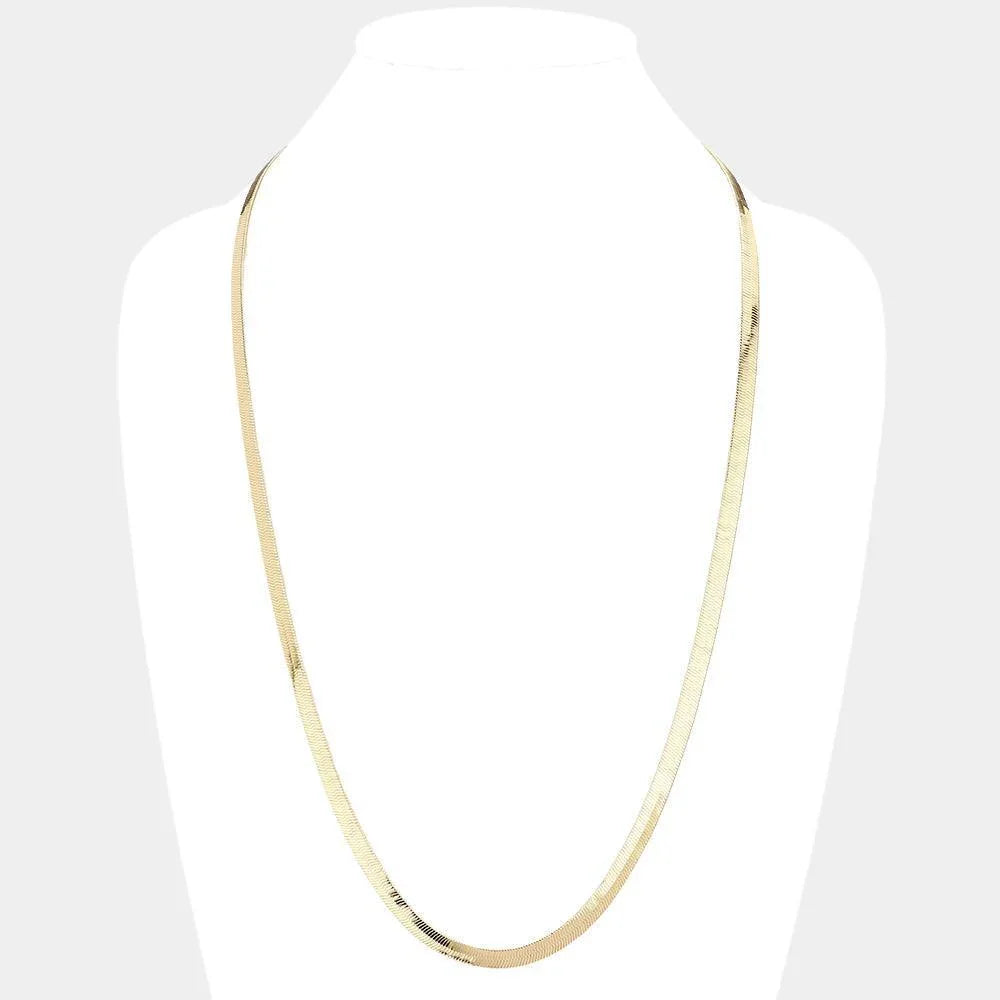 Gold Gold Plated 30 Inch 6mm Herringbone Metal Chain Necklace - Jewelry Store by Erik Rayo