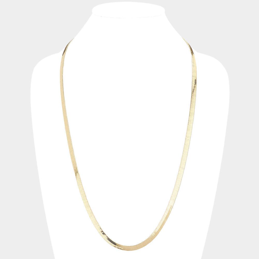 Gold Gold Plated 30 Inch 6mm Herringbone Metal Chain Necklace