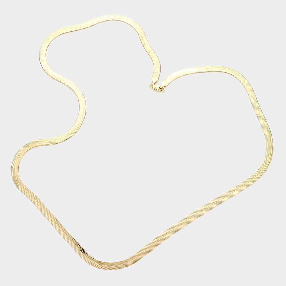 Gold Gold Plated 30 Inch 6mm Herringbone Metal Chain Necklace - Jewelry Store by Erik Rayo