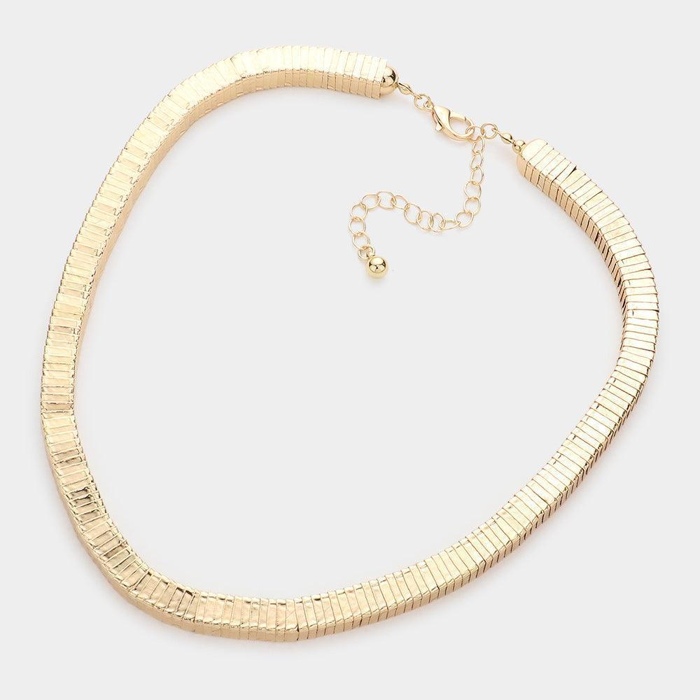 Gold Gooseneck Metal Necklace - Jewelry Store by Erik Rayo