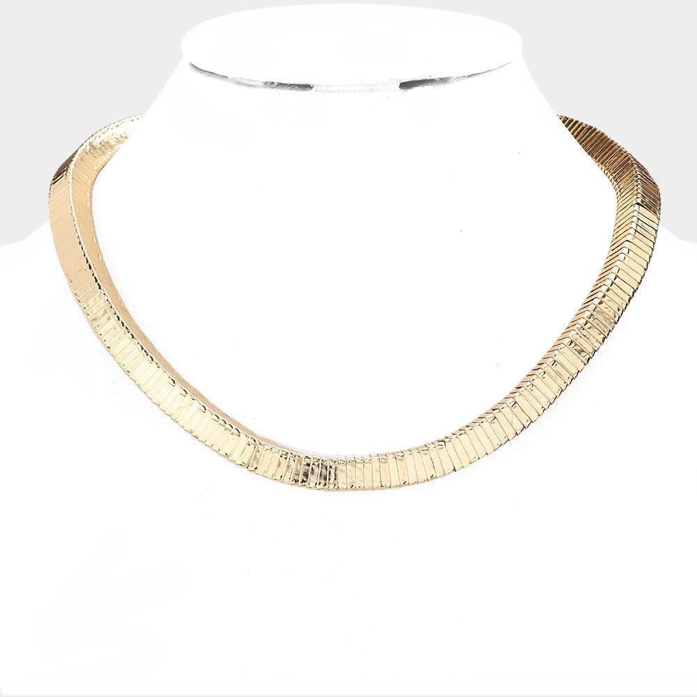 Gold Gooseneck Metal Necklace - Jewelry Store by Erik Rayo