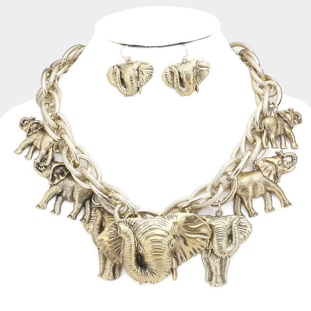 Gold Metal Elephant Charm Necklace - Jewelry Store by Erik Rayo