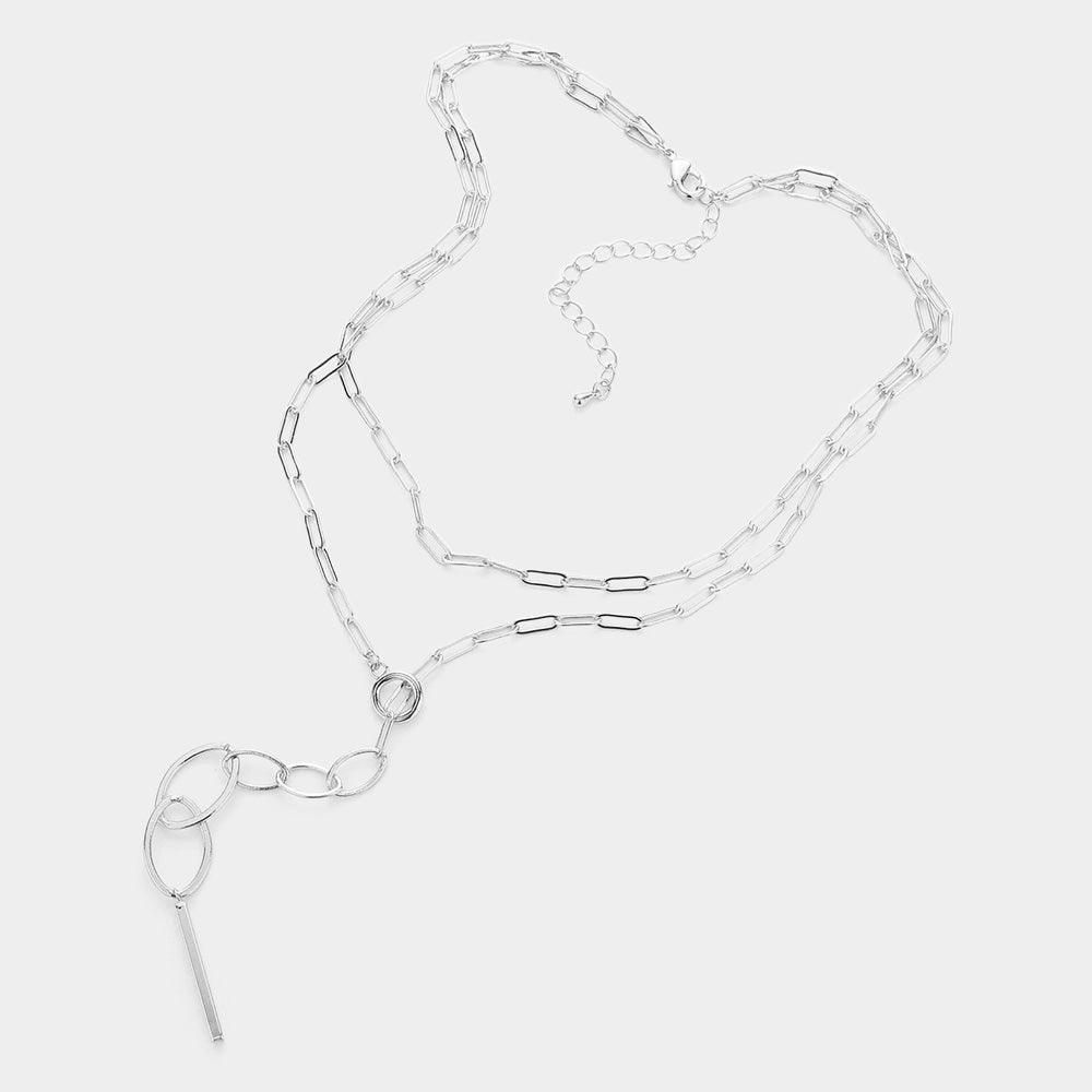 Open Metal Oval Link Double Layered Y Necklace - Jewelry Store by Erik Rayo