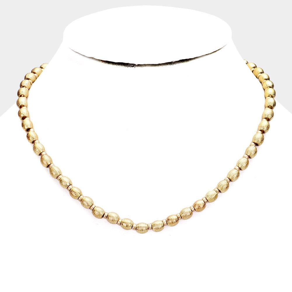 Gold Multi Metal Bead Collar Necklace