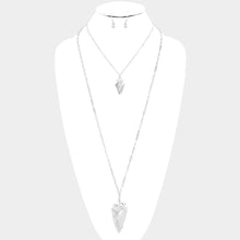 Load image into Gallery viewer, Silver 
Hammered Metal Abstract Pendant Chain Long Necklace
