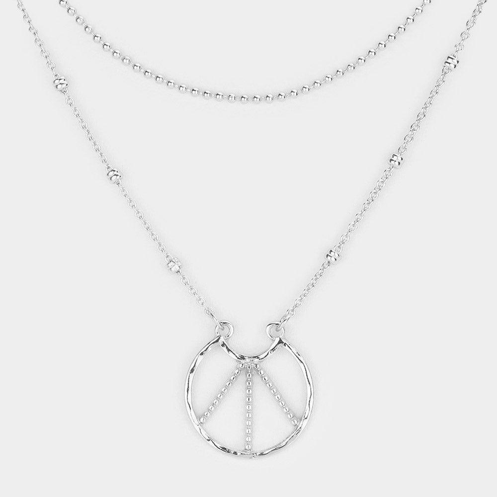 Silver Peace Pendant Double Layered Necklace - Jewelry Store by Erik Rayo