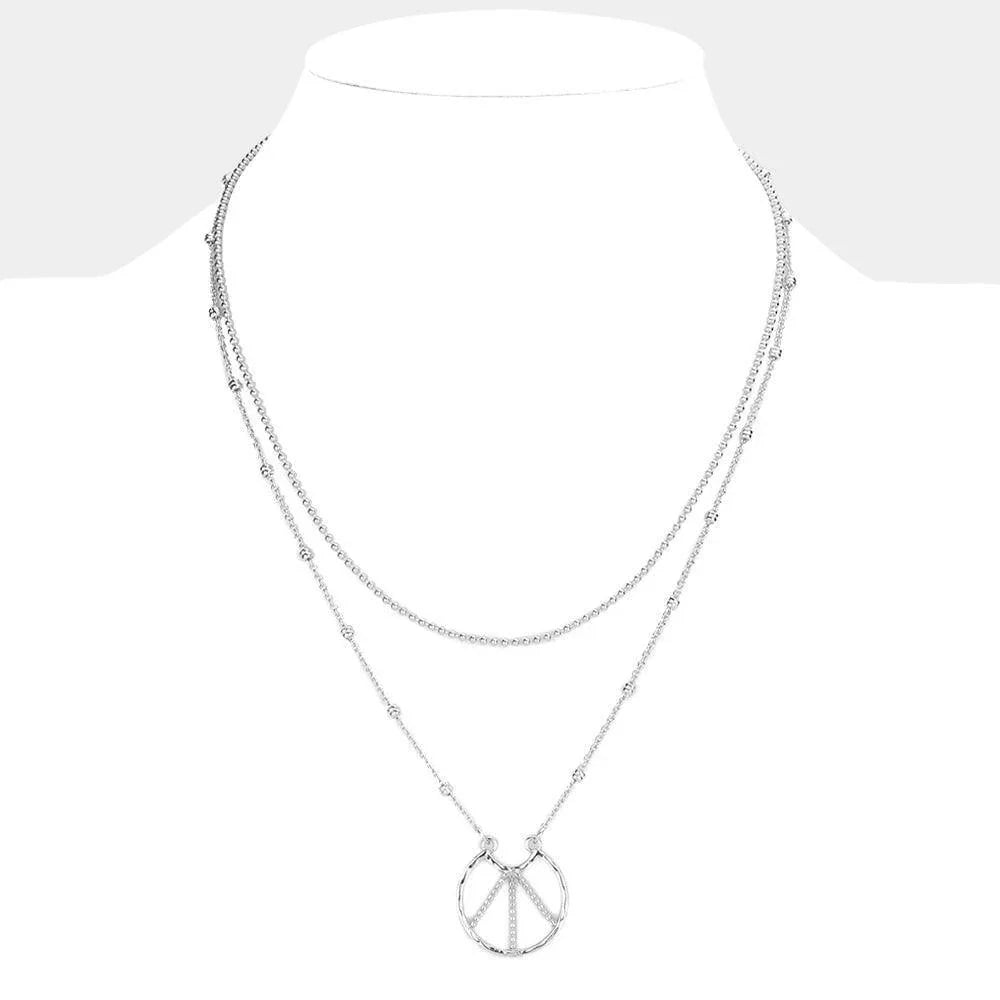 Silver Peace Pendant Double Layered Necklace - Jewelry Store by Erik Rayo