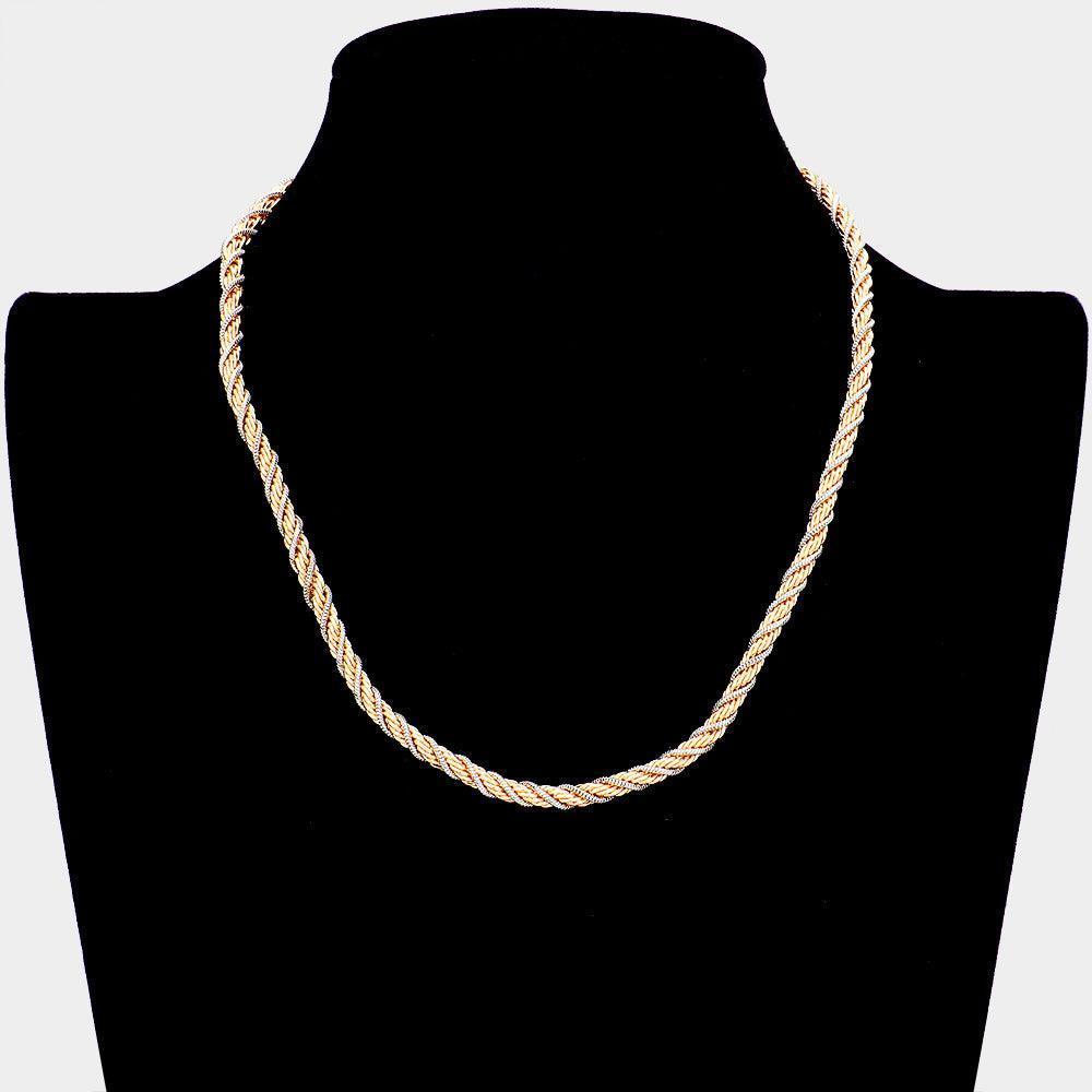 Two Tone Braided Metal Chain Necklace - Jewelry Store by Erik Rayo