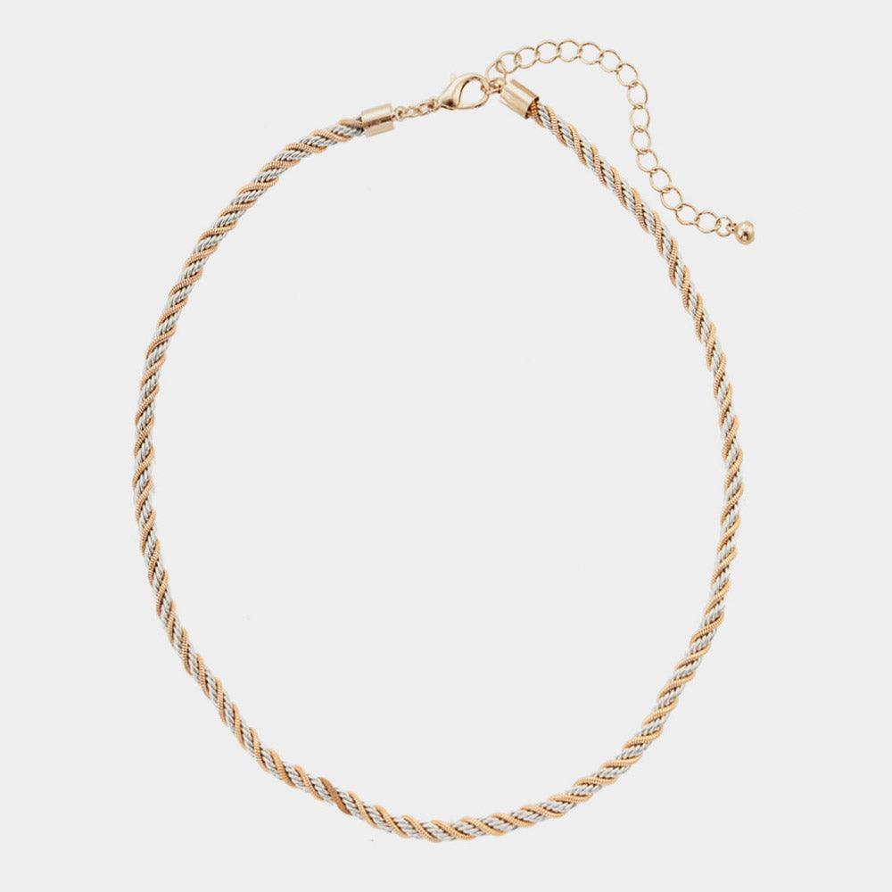 Two Tone Braided Metal Chain Necklace - Jewelry Store by Erik Rayo