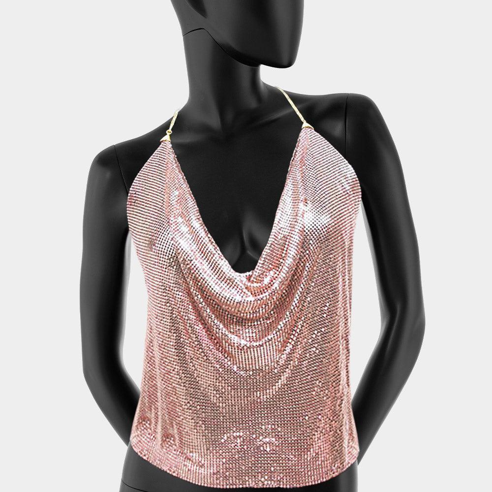 Gold Metal mesh camisole top body chain necklace - Jewelry Store by Erik Rayo