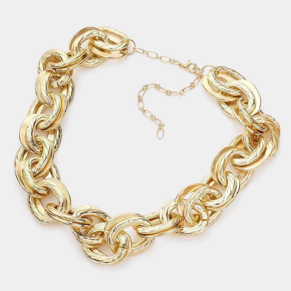 Gold Open Metal Oval Link Necklace - Jewelry Store by Erik Rayo