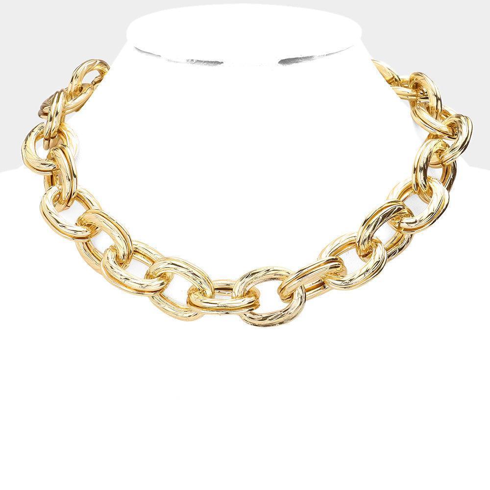 Gold Open Metal Oval Link Necklace - Jewelry Store by Erik Rayo