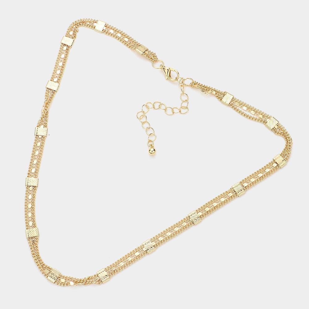 Gold Triple Metal Chain Layered Necklace - Jewelry Store by Erik Rayo
