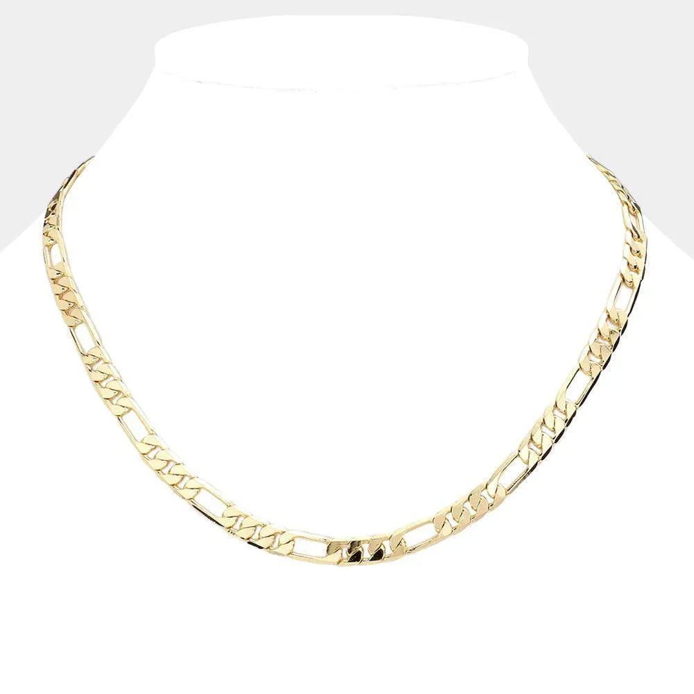 Gold Gold Plated 18 Inch 7mm Figaro Metal Chain Necklace - Jewelry Store by Erik Rayo