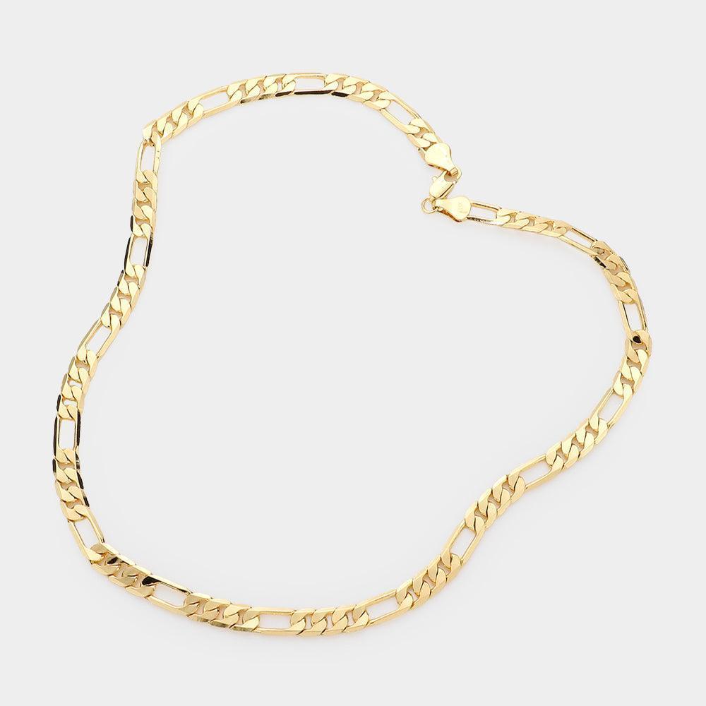 Gold Gold Plated 18 Inch 7mm Figaro Metal Chain Necklace - Jewelry Store by Erik Rayo