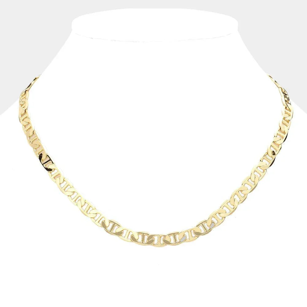 Gold Gold Plated 18 Inch 7mm Mariner Metal Chain Necklace - Jewelry Store by Erik Rayo