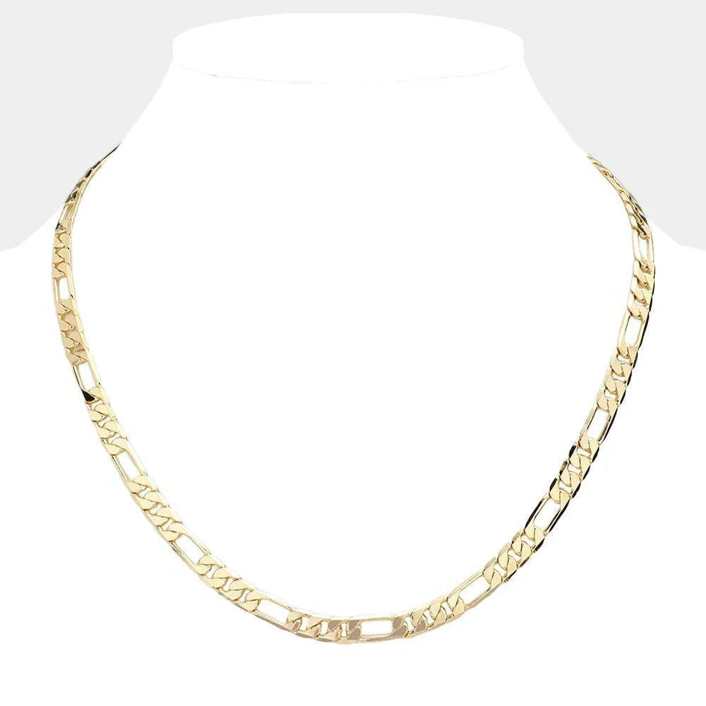 Gold Gold Plated 20 Inch 7mm Figaro Metal Chain Necklace - Jewelry Store by Erik Rayo