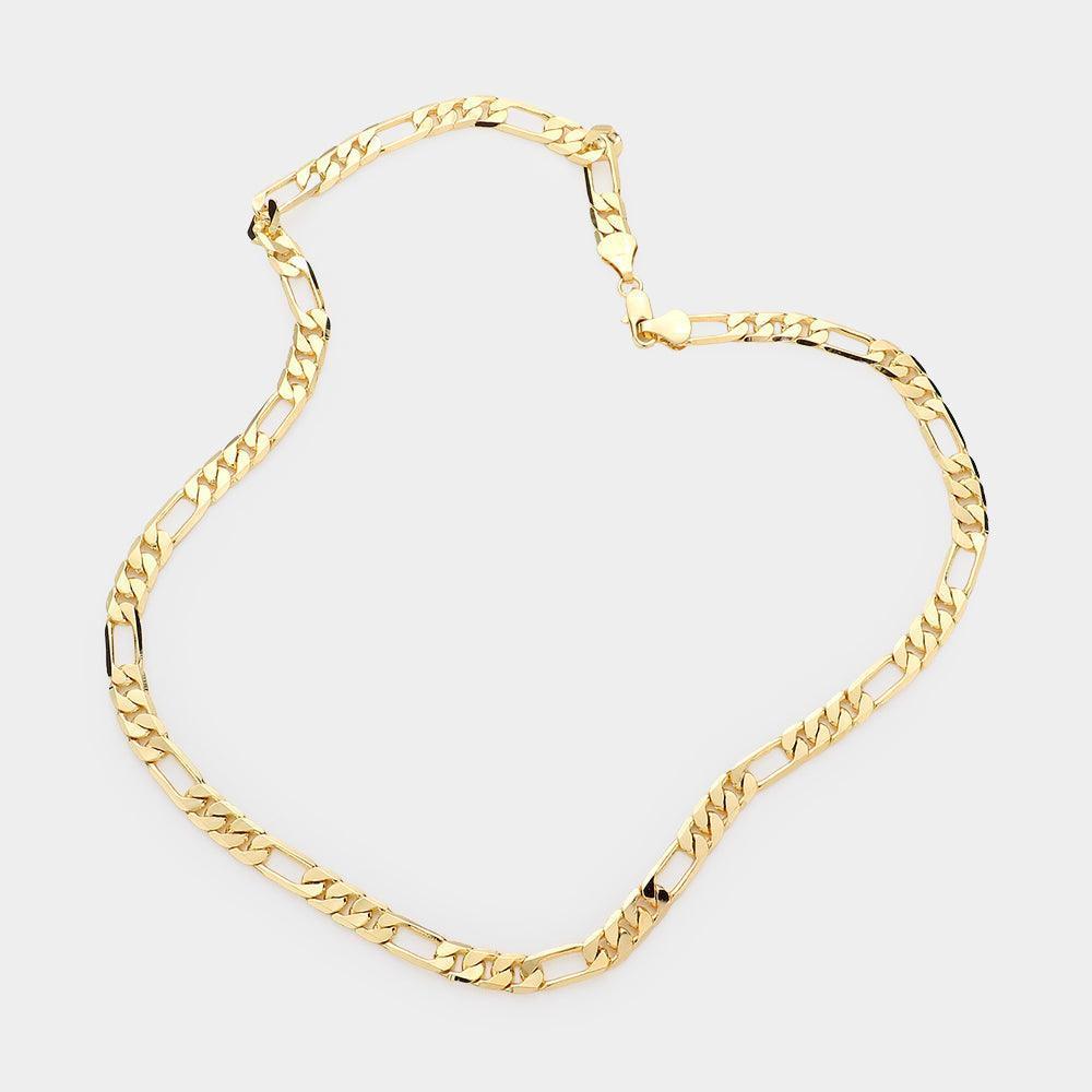 Gold Gold Plated 20 Inch 7mm Figaro Metal Chain Necklace - Jewelry Store by Erik Rayo
