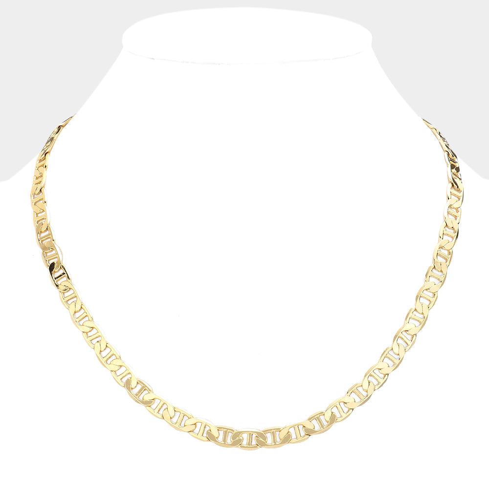 Gold Gold Plated 20 Inch 7mm Mariner Metal Chain Necklace