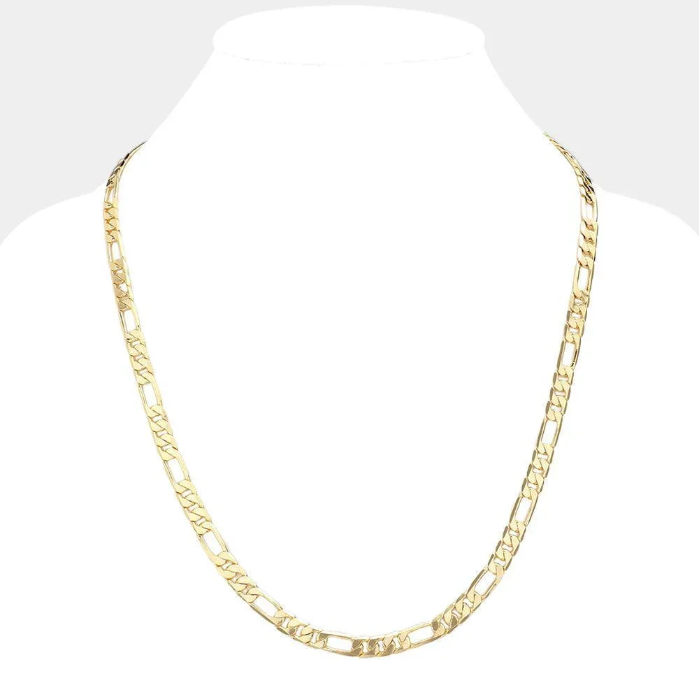 Gold Gold Plated 24 Inch 7mm Figaro Metal Chain Necklace - Jewelry Store by Erik Rayo