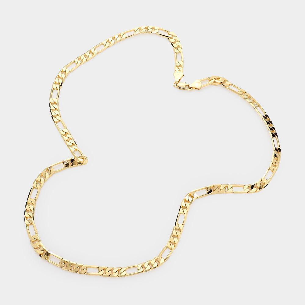 Gold Gold Plated 24 Inch 7mm Figaro Metal Chain Necklace - Jewelry Store by Erik Rayo