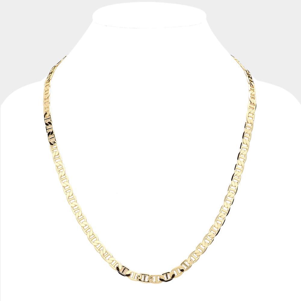 Gold Gold Plated 24 Inch 7mm Mariner Metal Chain Necklace