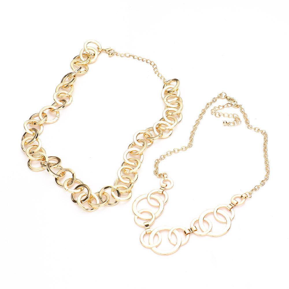 Gold 2PCS - Open Metal Circle Link Necklaces - Jewelry Store by Erik Rayo