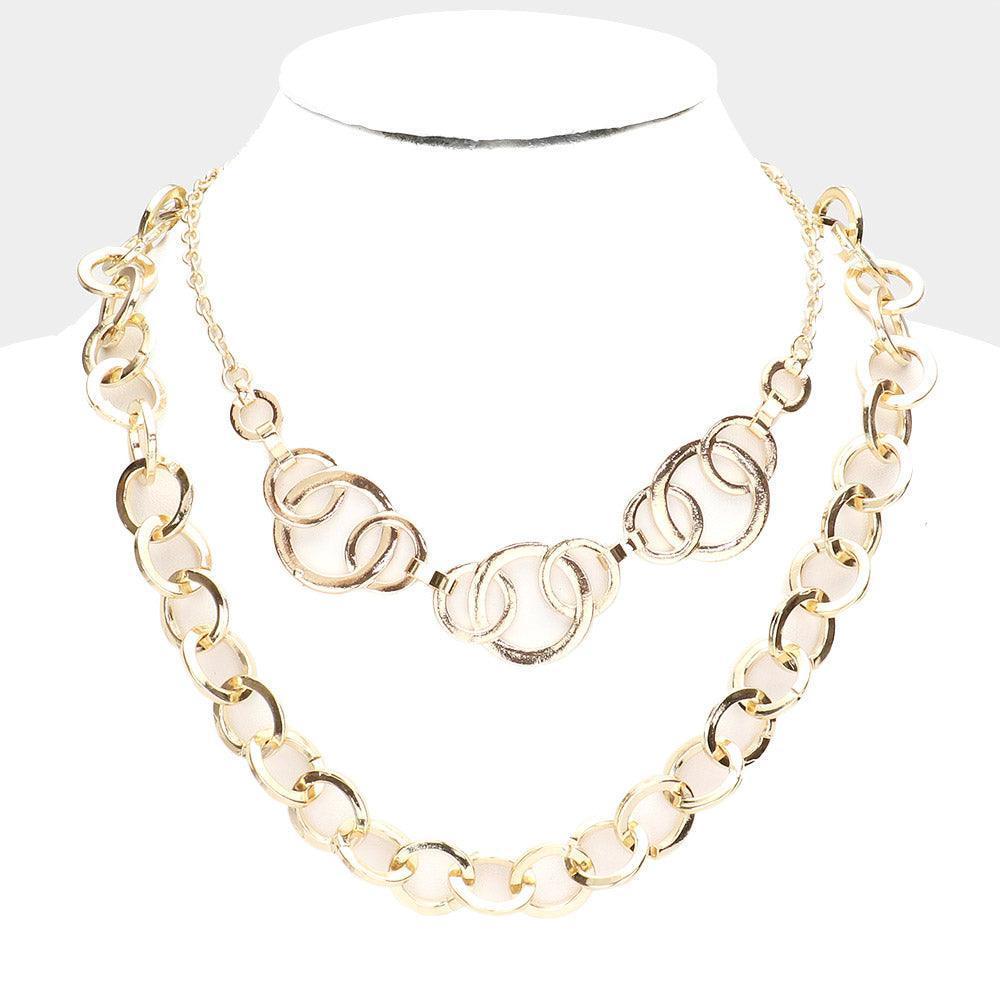 Gold 2PCS - Open Metal Circle Link Necklaces - Jewelry Store by Erik Rayo