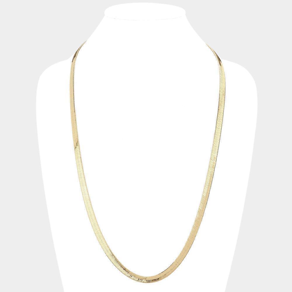 Gold Gold Plated 30 Inch 7mm Herringbone Metal Chain Necklace - Jewelry Store by Erik Rayo